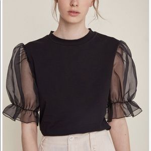 Rita Row Sheer Puffed Sleeve Top NWT